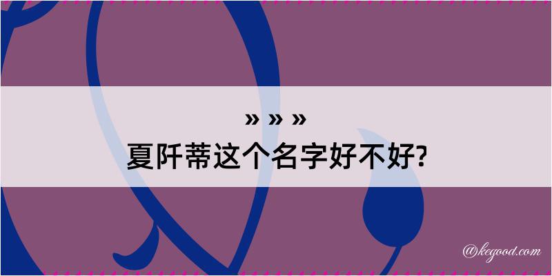 夏阡蒂这个名字好不好?