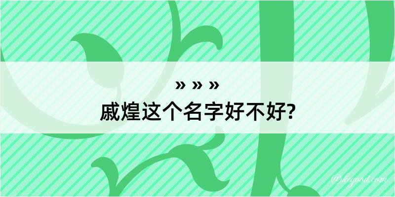 戚煌这个名字好不好?