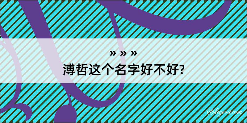 溥哲这个名字好不好?