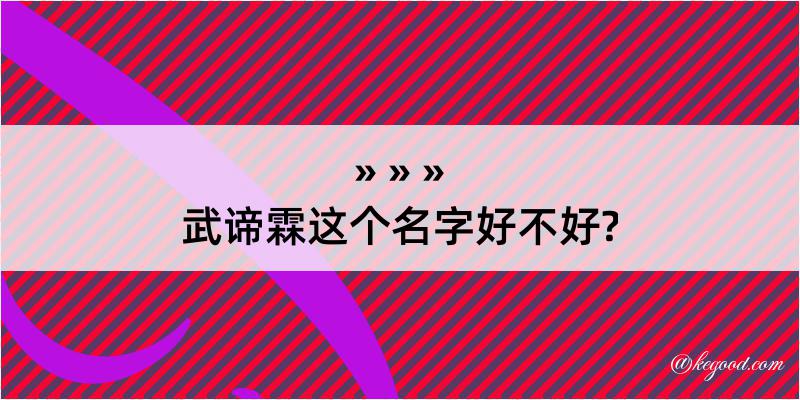 武谛霖这个名字好不好?