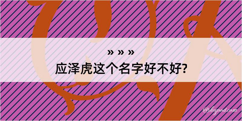 应泽虎这个名字好不好?