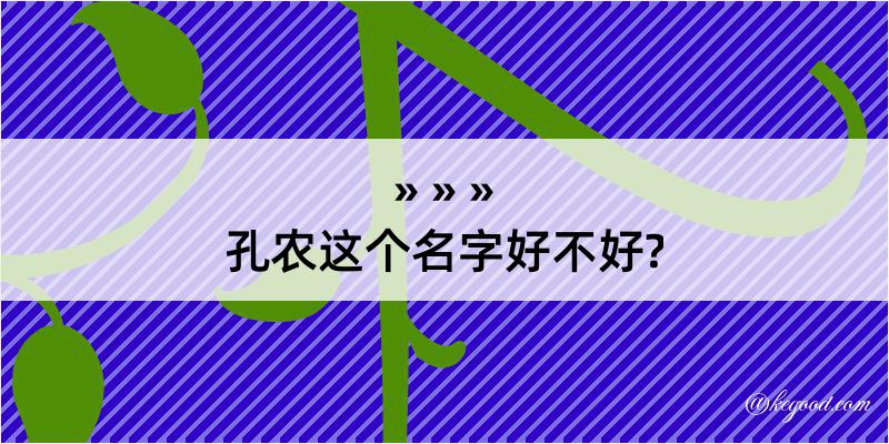 孔农这个名字好不好?