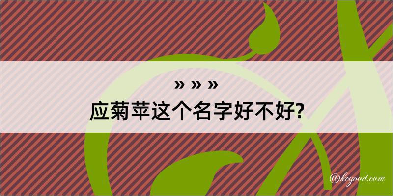 应菊苹这个名字好不好?