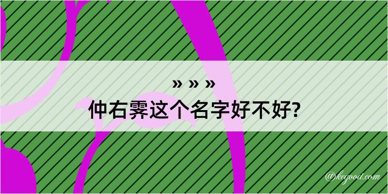 仲右霁这个名字好不好?