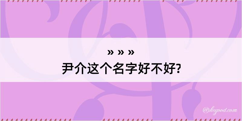 尹介这个名字好不好?