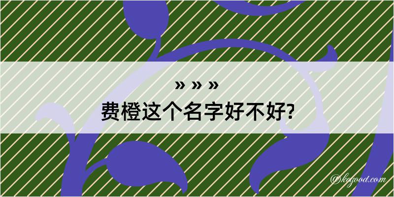 费橙这个名字好不好?