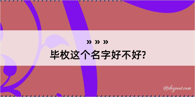 毕枚这个名字好不好?