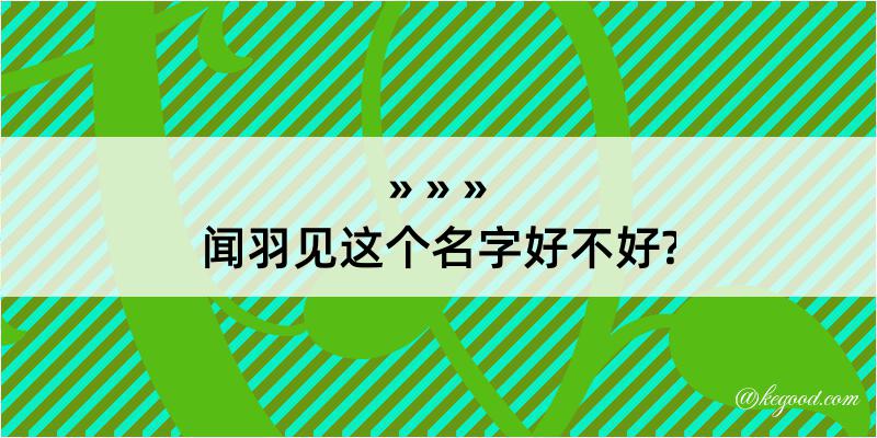 闻羽见这个名字好不好?