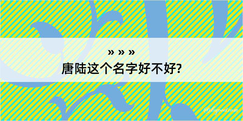 唐陆这个名字好不好?