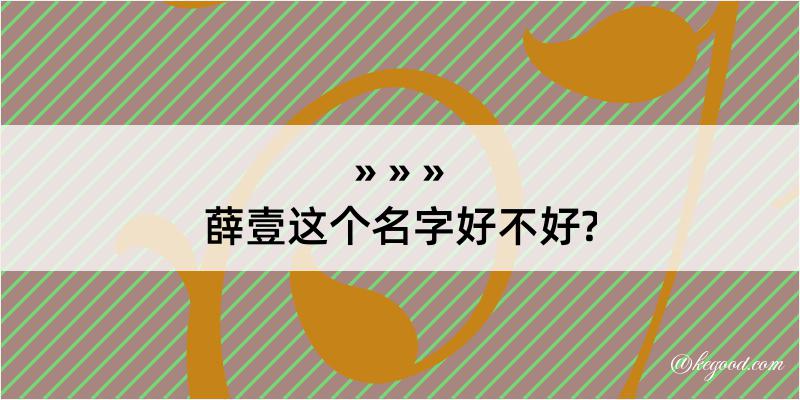 薛壹这个名字好不好?