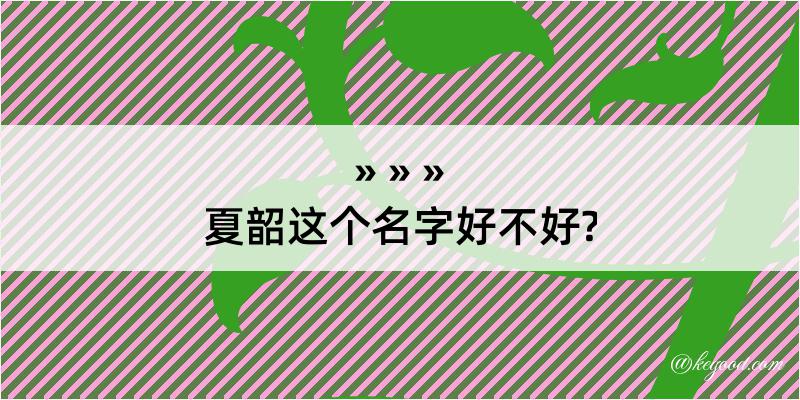 夏韶这个名字好不好?