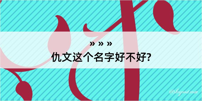 仇文这个名字好不好?