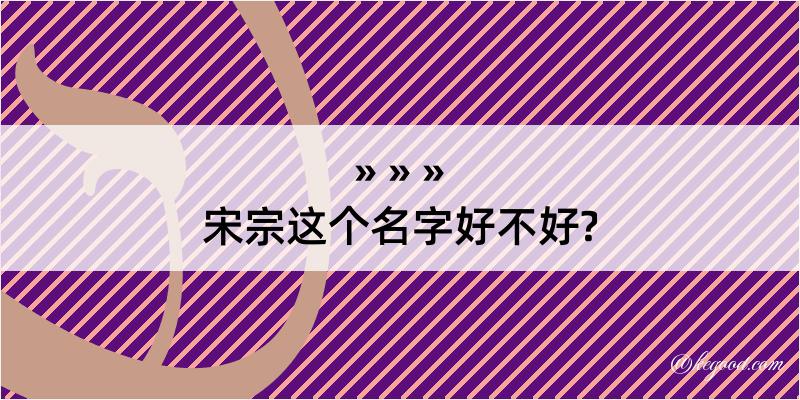 宋宗这个名字好不好?