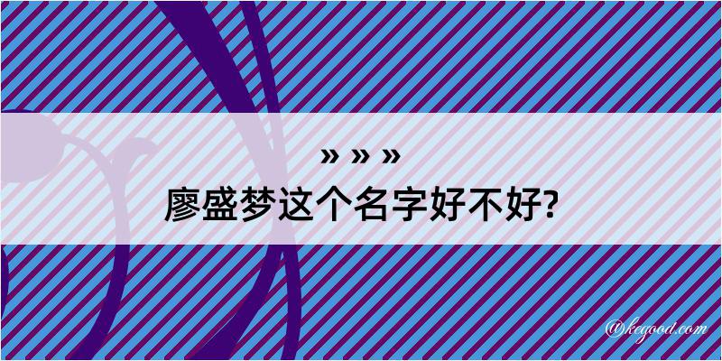 廖盛梦这个名字好不好?