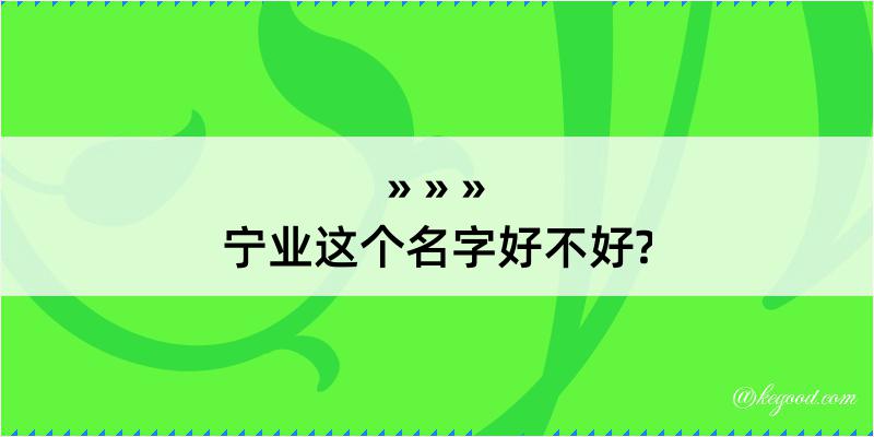 宁业这个名字好不好?