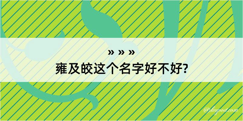 雍及皎这个名字好不好?