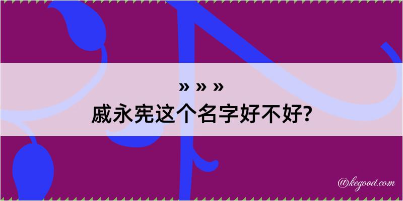 戚永宪这个名字好不好?