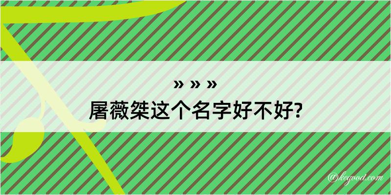 屠薇桀这个名字好不好?