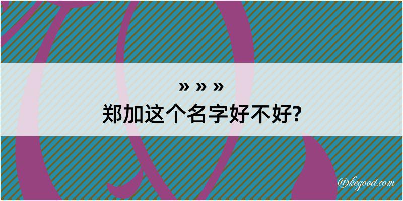 郑加这个名字好不好?