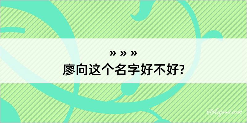 廖向这个名字好不好?