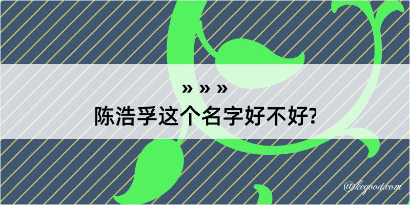 陈浩孚这个名字好不好?