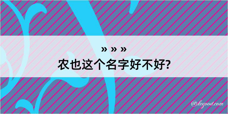 农也这个名字好不好?