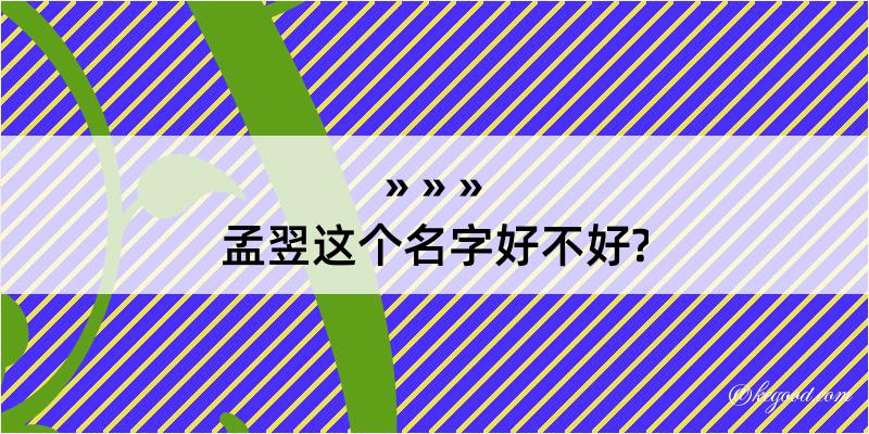 孟翌这个名字好不好?