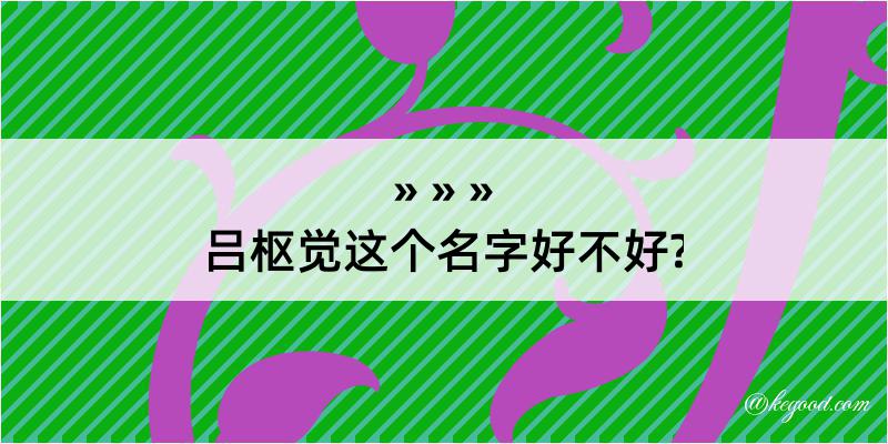 吕枢觉这个名字好不好?