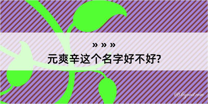 元爽辛这个名字好不好?