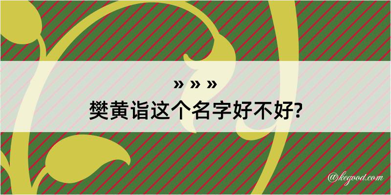 樊黄诣这个名字好不好?