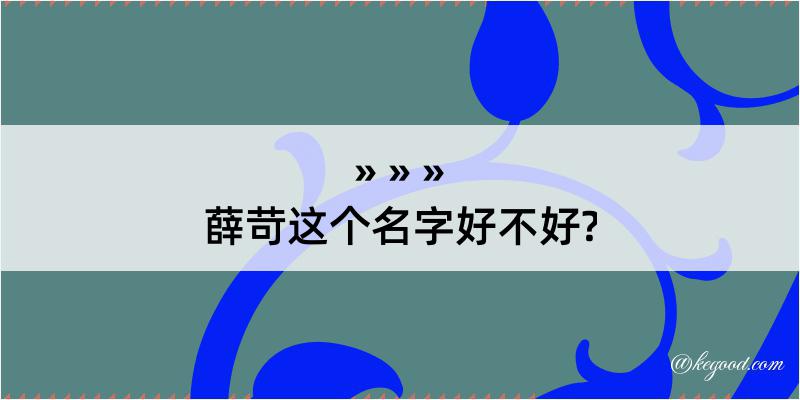 薛苛这个名字好不好?