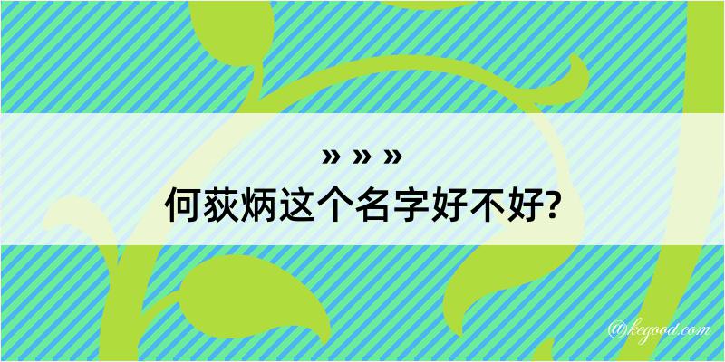 何荻炳这个名字好不好?