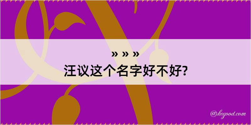 汪议这个名字好不好?