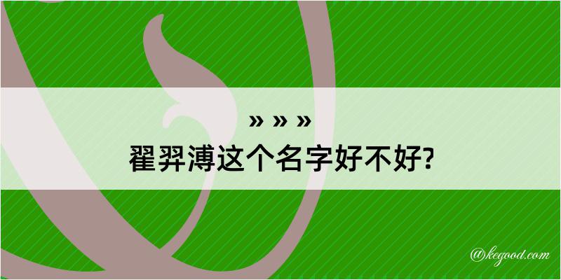 翟羿溥这个名字好不好?