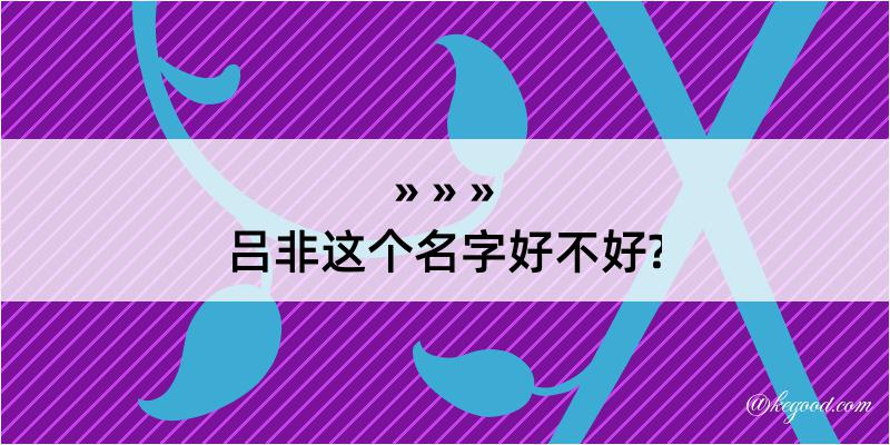 吕非这个名字好不好?