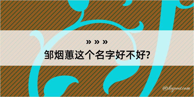 邹烟蕙这个名字好不好?