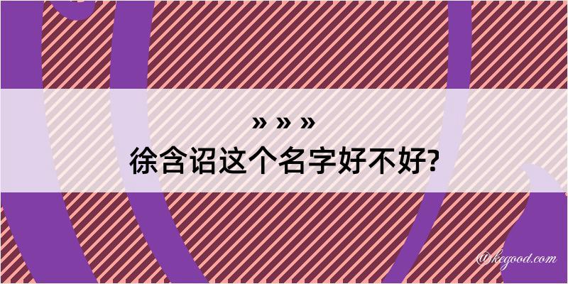 徐含诏这个名字好不好?