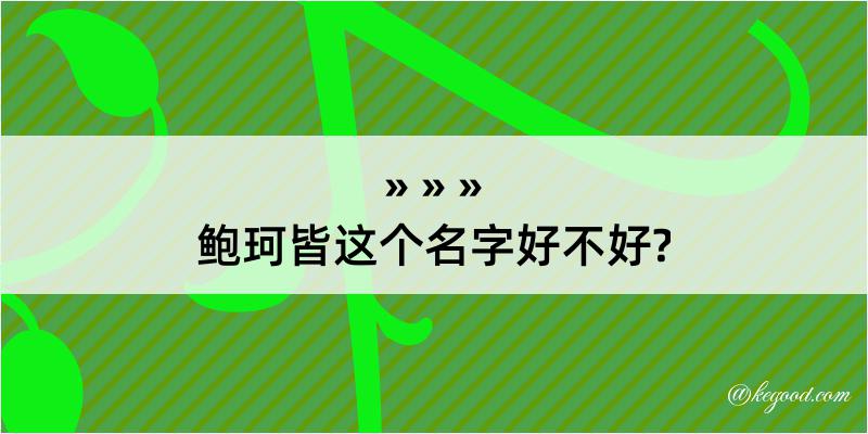 鲍珂皆这个名字好不好?