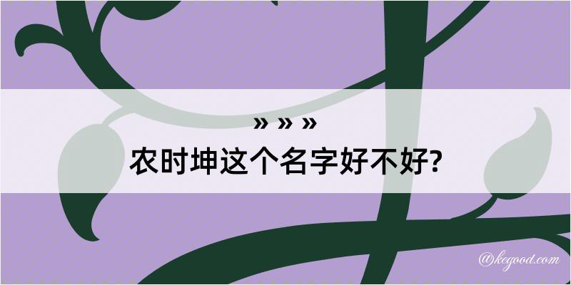 农时坤这个名字好不好?