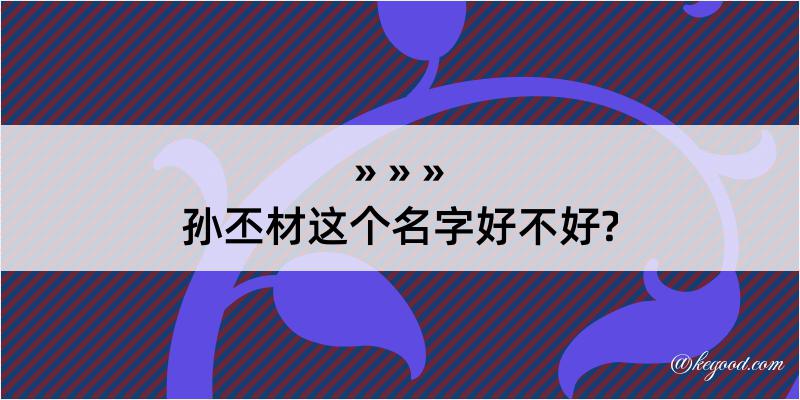 孙丕材这个名字好不好?