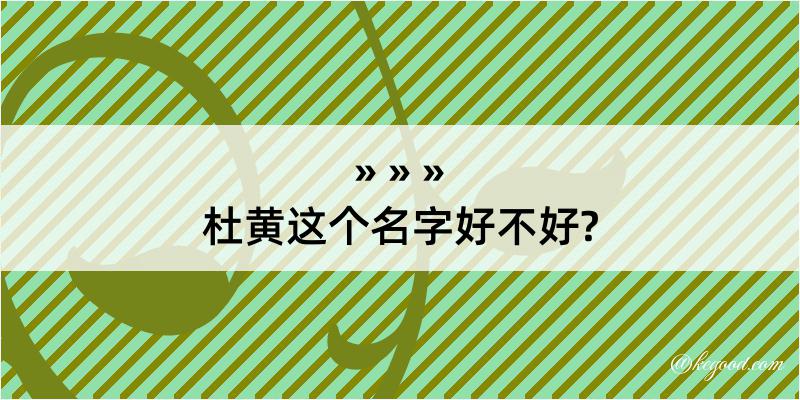 杜黄这个名字好不好?