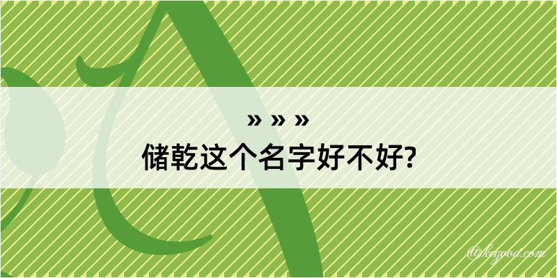 储乾这个名字好不好?