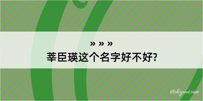 莘臣瑛这个名字好不好?