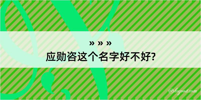 应勋咨这个名字好不好?