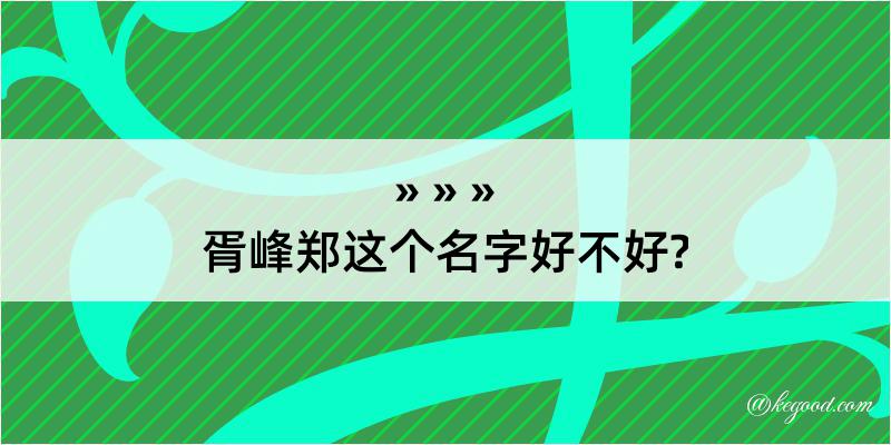 胥峰郑这个名字好不好?