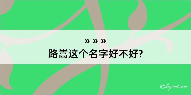 路嵩这个名字好不好?