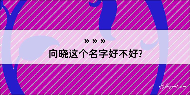 向晓这个名字好不好?