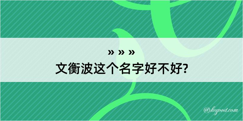 文衡波这个名字好不好?