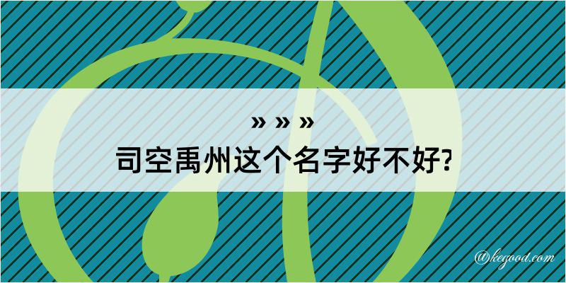 司空禹州这个名字好不好?