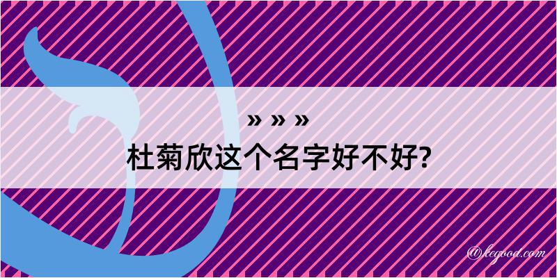 杜菊欣这个名字好不好?